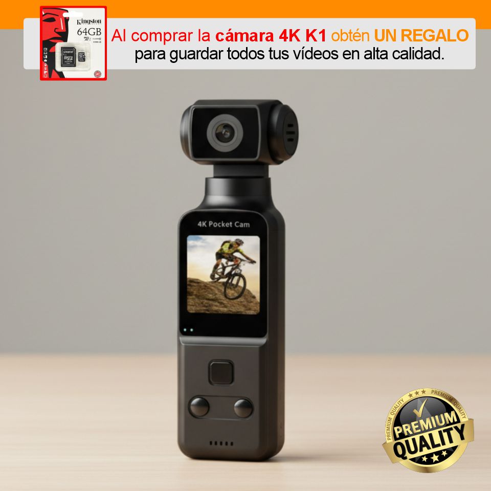 Cámara Corporal 4K K1 con Micrófono Externo y Giro 270°.