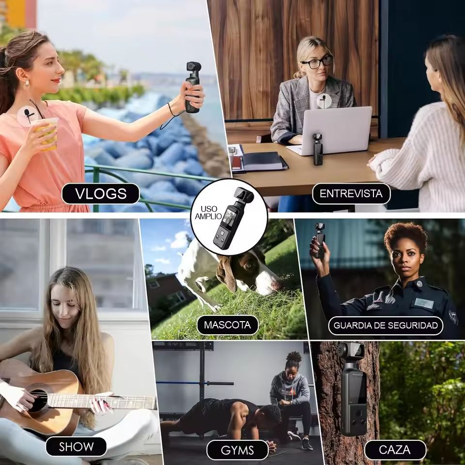 Cámara Corporal 4K K1 con Micrófono Externo y Giro 270°.