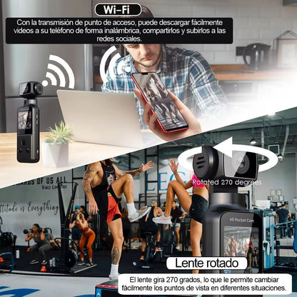 Cámara Corporal 4K K1 con Micrófono Externo y Giro 270°.